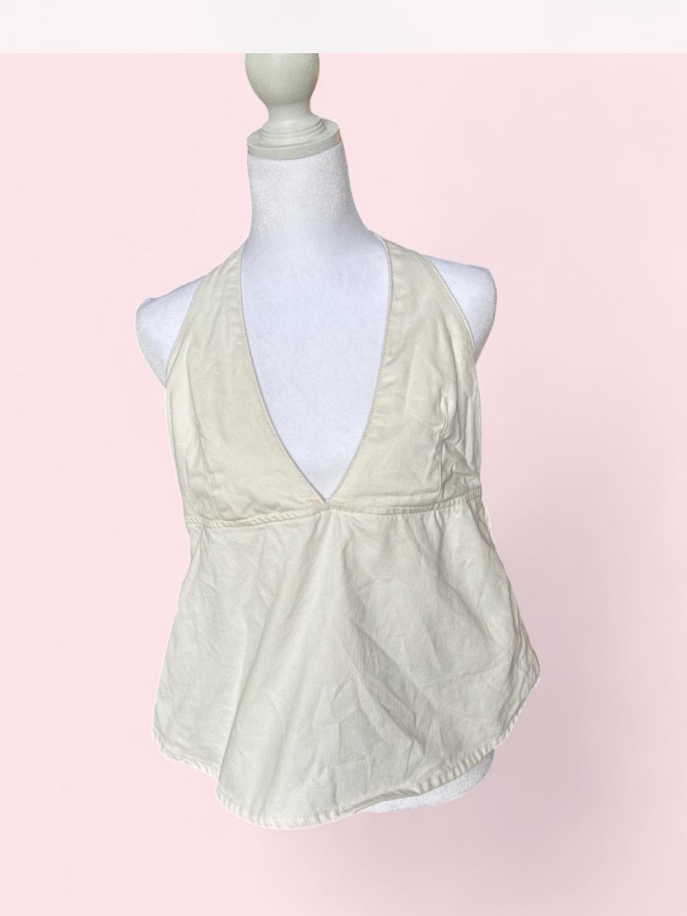 Y2K Halter Neck Top Denim 2000s ASOS DESIGN cream top